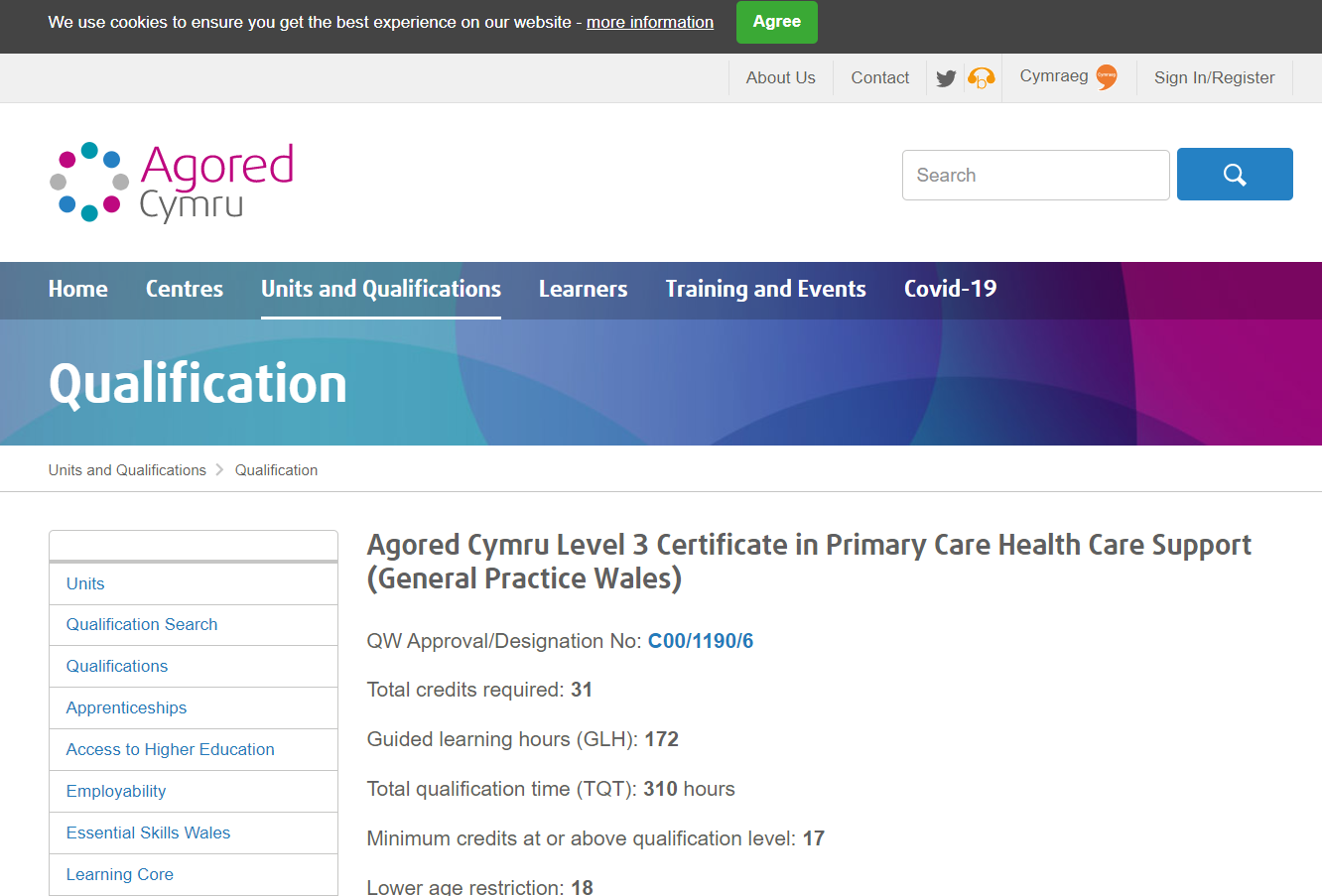 Agored Cymru Level 3 Certificate